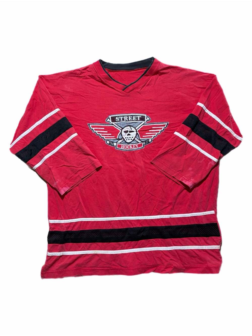 Vintage Street Hockey Graphic Long Sleeve Jersey Shirt